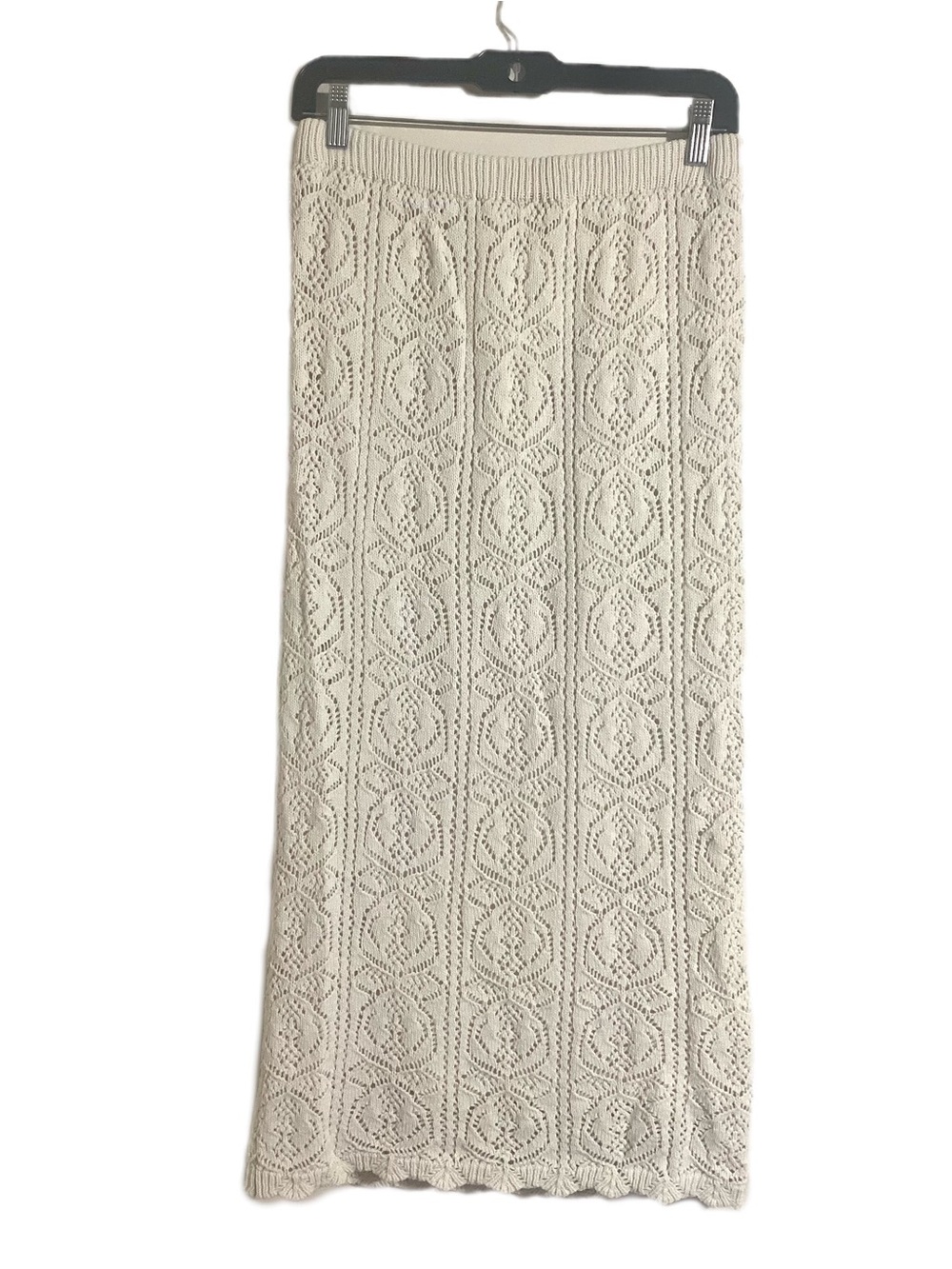 Freshman 1996 Crochet Open Knit Ivory Midi Skirt M - Picture 2 of 11